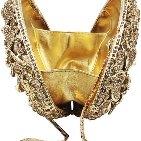 Exquisite Crystal Anemone Garden clutch evening purse in rose gold tone - Picture 8 of 9